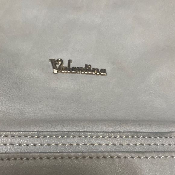 Valentina Teal Leather Bucket Shoulder Bag Double Zipper Made In Italy - Picture 5 of 12